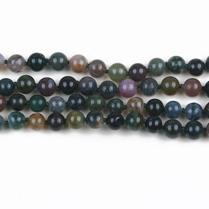 Long Agate Necklace with 108 Simple Tassel Beads for Women