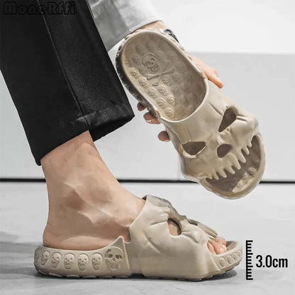 Chaussons d'Halloween personnalisés avec motif tête de mort, pour salle de bain, intérieur ou extérieur, amusants, pour la plage - LUXARAH