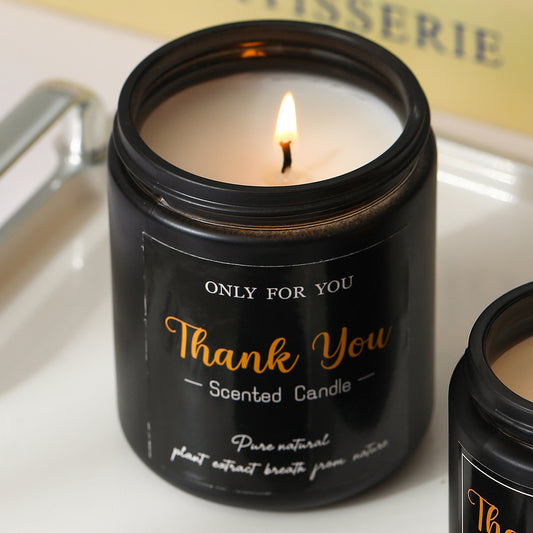 Bougie d'aromathérapie en verre noir et cire de soja