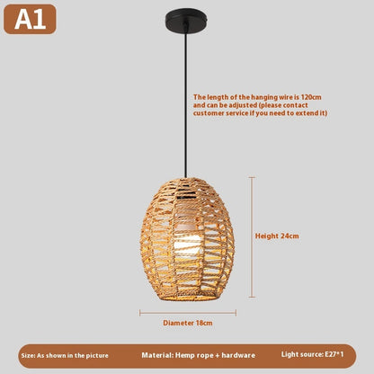 Nouveau lustre créatif en rotin tissé de style chinois - LUXARAH