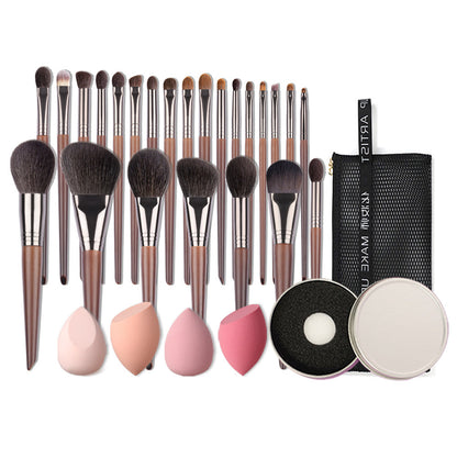 Ensemble de pinceaux de maquillage naturels, pinceau à paupières, chèvre - LUXARAH