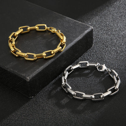 Bracelet en acier titane pour homme, design de niche, style hip-hop, géométrique