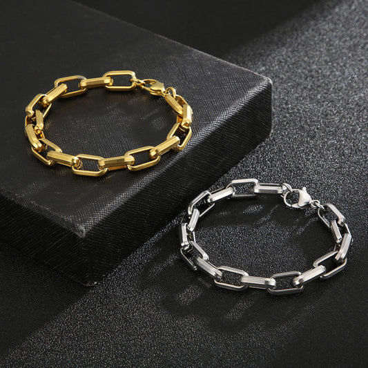 Bracelet en acier titane pour homme, design de niche, style hip-hop, géométrique