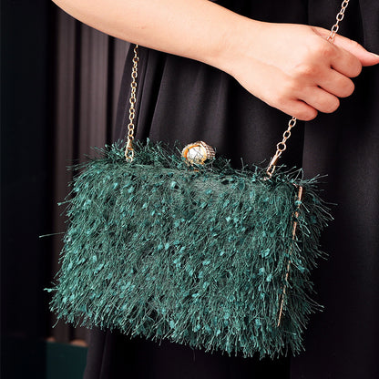 Sacs à main à pompon pour femmes, sac de soirée, sac de soirée, sac carré de luxe, sac à bandoulière pour dames - LUXARAH
