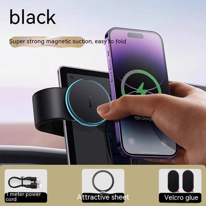 Support magnétique pliable pour téléphone portable, chargeur sans fil, support de téléphone pour tableau de bord, 15 W, compatible avec les téléphones