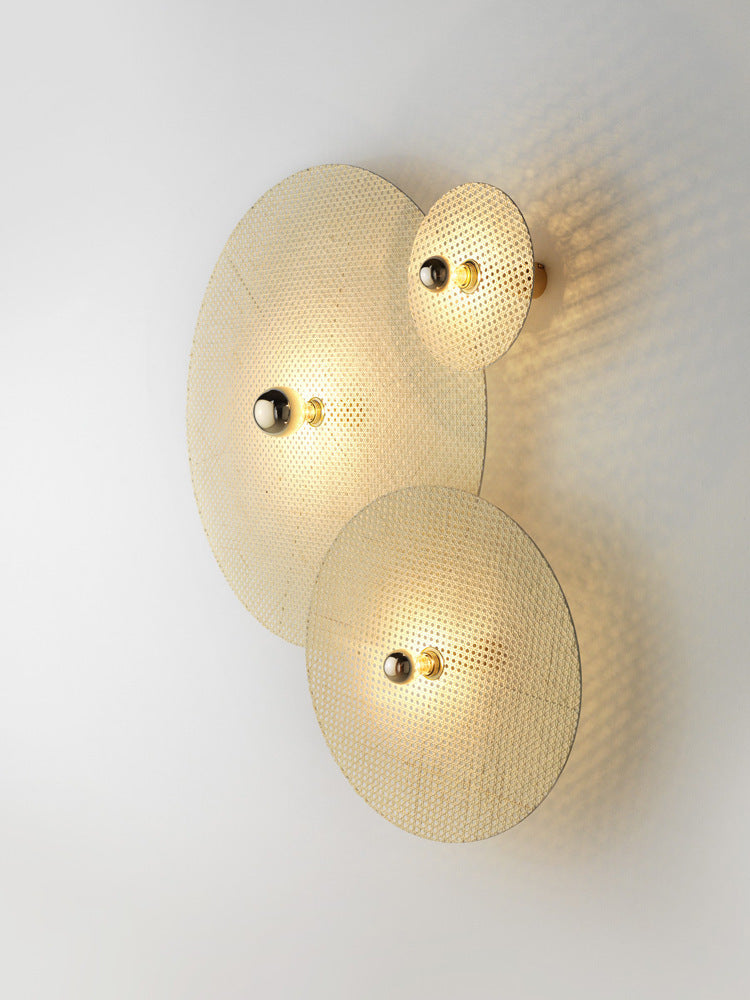 Lampe murale en rotin de style japonais, lampe de chevet simple pour chambre à coucher