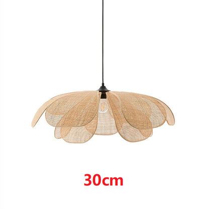 Lustre créatif fait main en pétales de rotin - LUXARAH