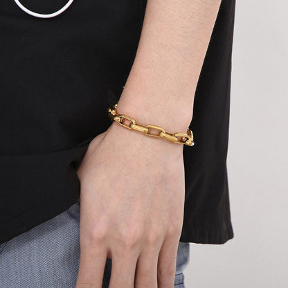Bracelet en acier titane pour homme, design de niche, style hip-hop, géométrique