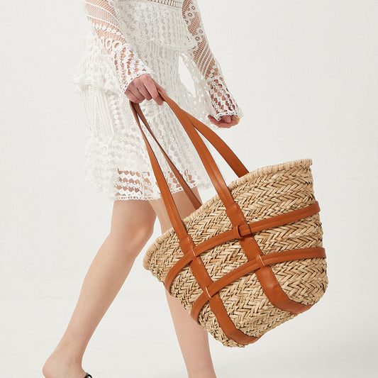 Sac à bandoulière en rotin tendance pour femme - LUXARAH