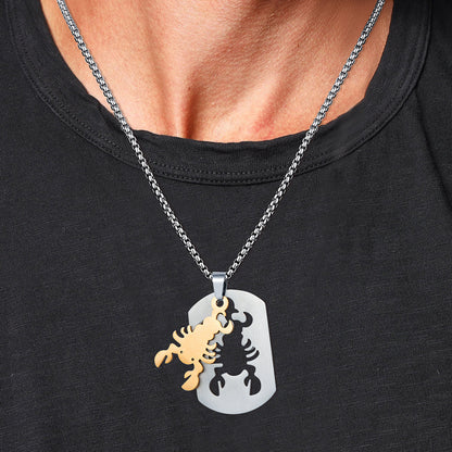 Collar con colgante de rompecabezas de escorpión con cadena de acero inoxidable