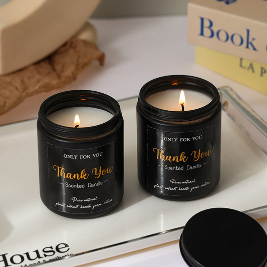 Bougie d'aromathérapie en verre noir et cire de soja
