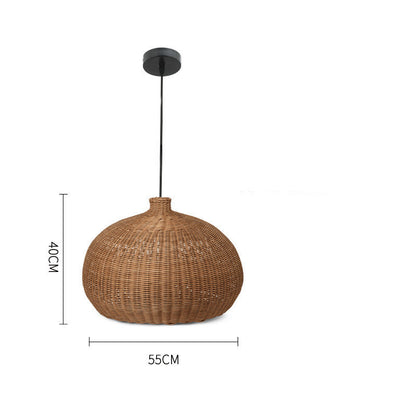 Lustre double tissé en rotin pour la maison - LUXARAH
