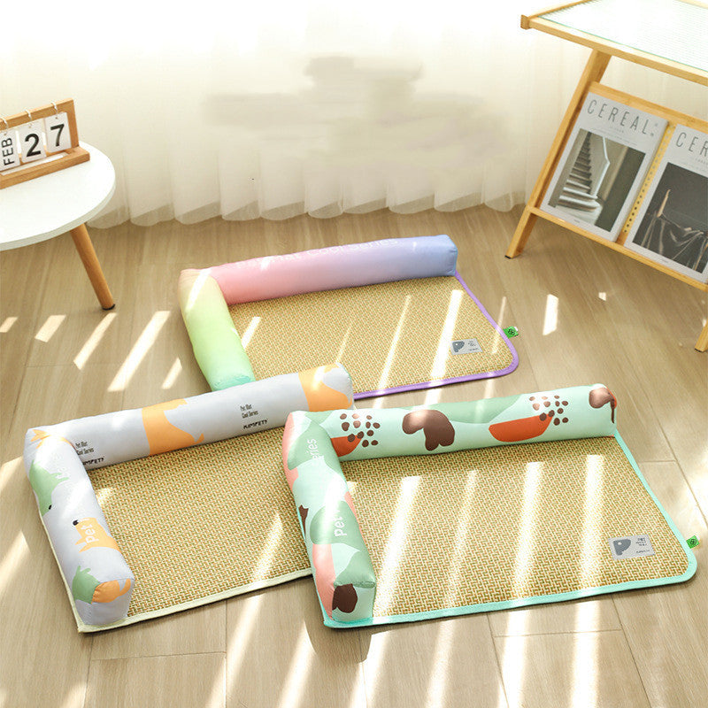 Tapis pour animaux de compagnie en rotin glacé tissé - LUXARAH
