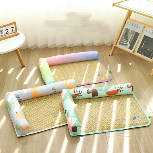 Tapis pour animaux de compagnie en rotin glacé tissé - LUXARAH